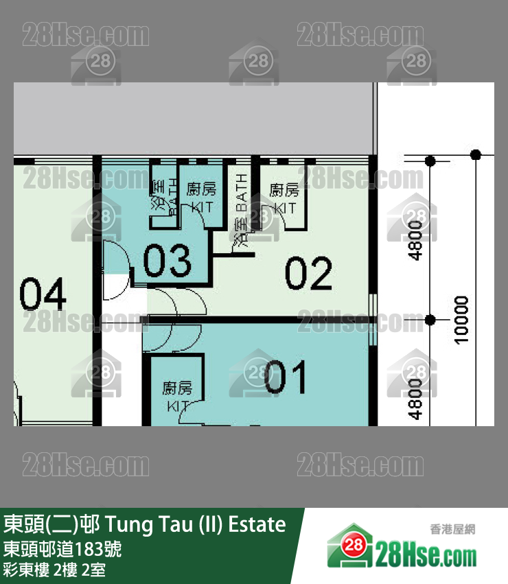 東頭(二)邨 彩東樓2樓 2室 平面圖