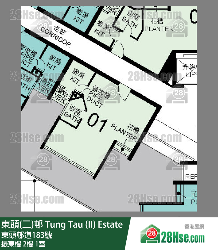 東頭(二)邨 振東樓2樓 1室 平面圖