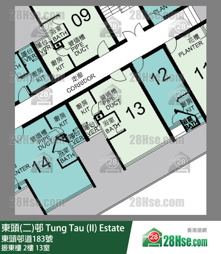 東頭(二)邨 振東樓2樓 13室 平面圖