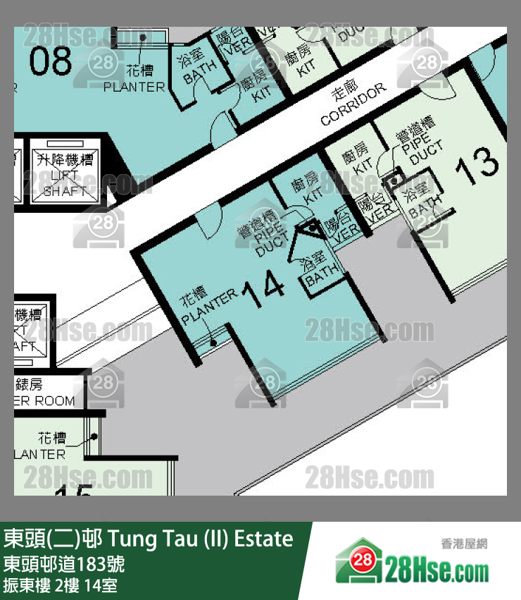 東頭(二)邨 振東樓2樓 14室 平面圖