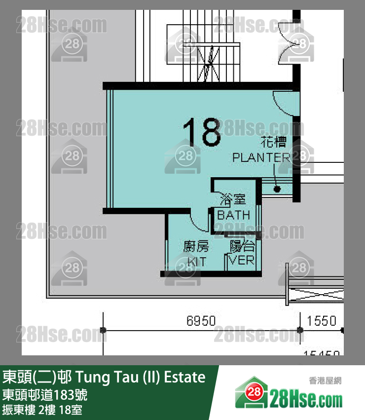 東頭(二)邨 振東樓2樓 18室 平面圖
