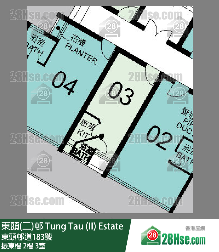 東頭(二)邨 振東樓2樓 3室 平面圖