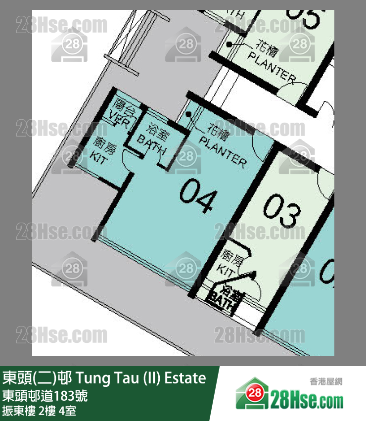 東頭(二)邨 振東樓2樓 4室 平面圖