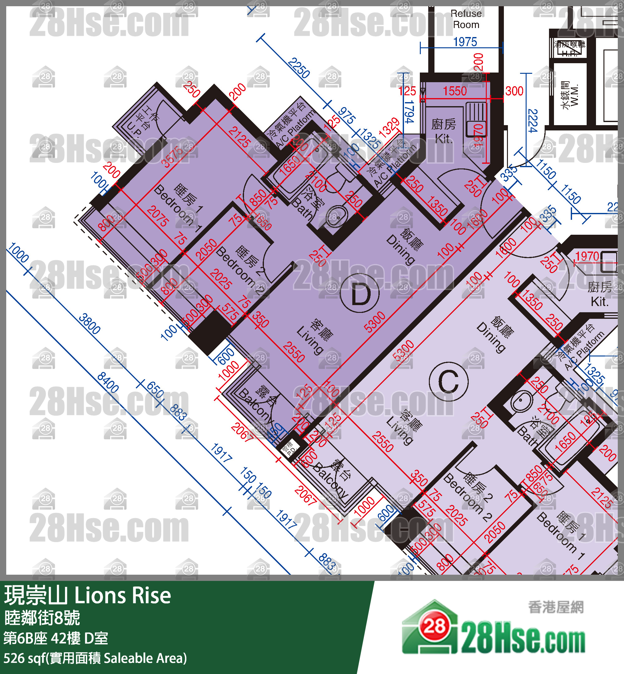 现崇山 第6B座 42楼 D室 平面图