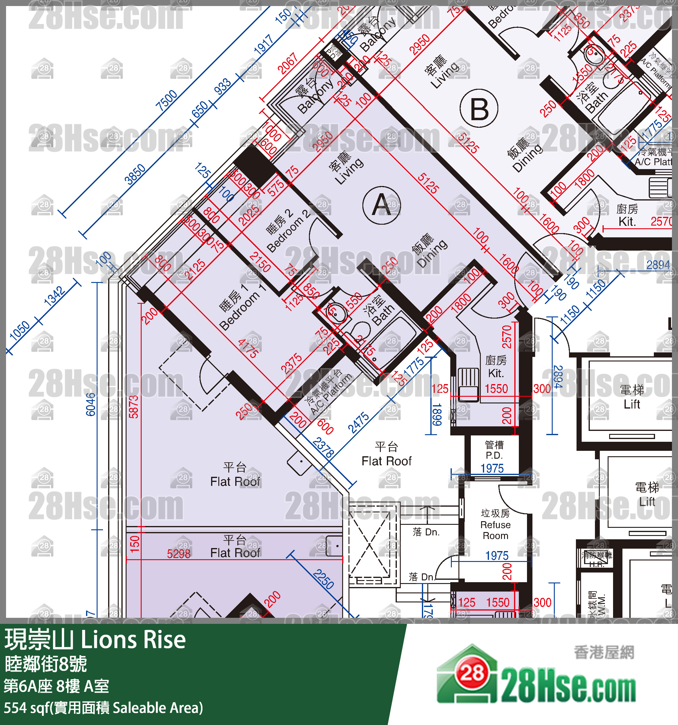 现崇山 第6A座8楼 A室 平面图