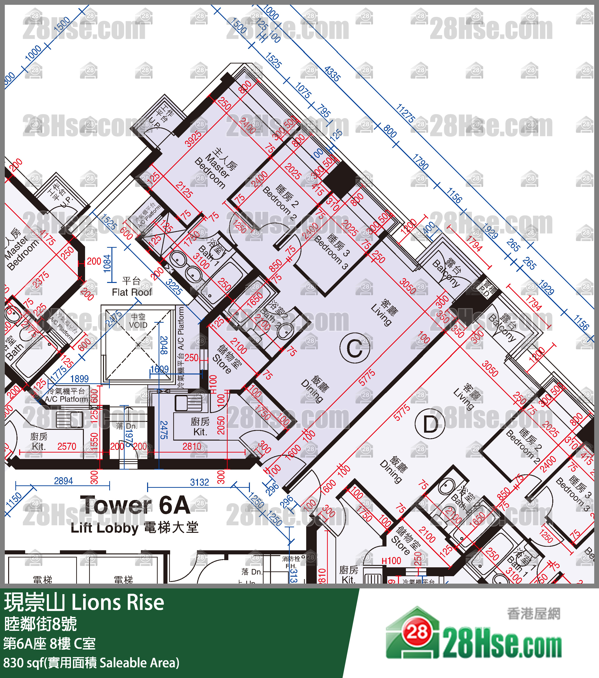 现崇山 第6A座8楼 C室 平面图