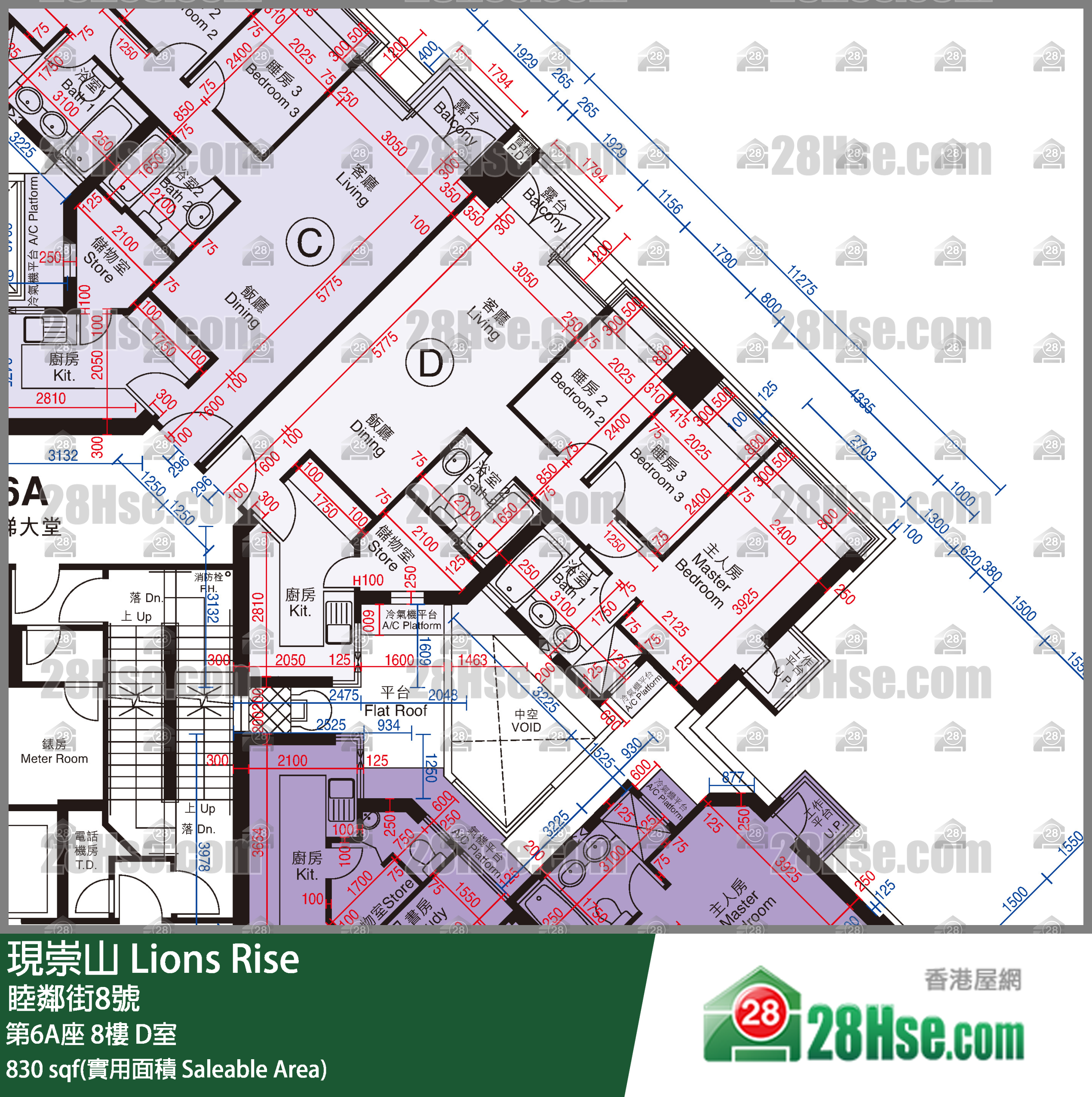 现崇山 第6A座8楼 D室 平面图
