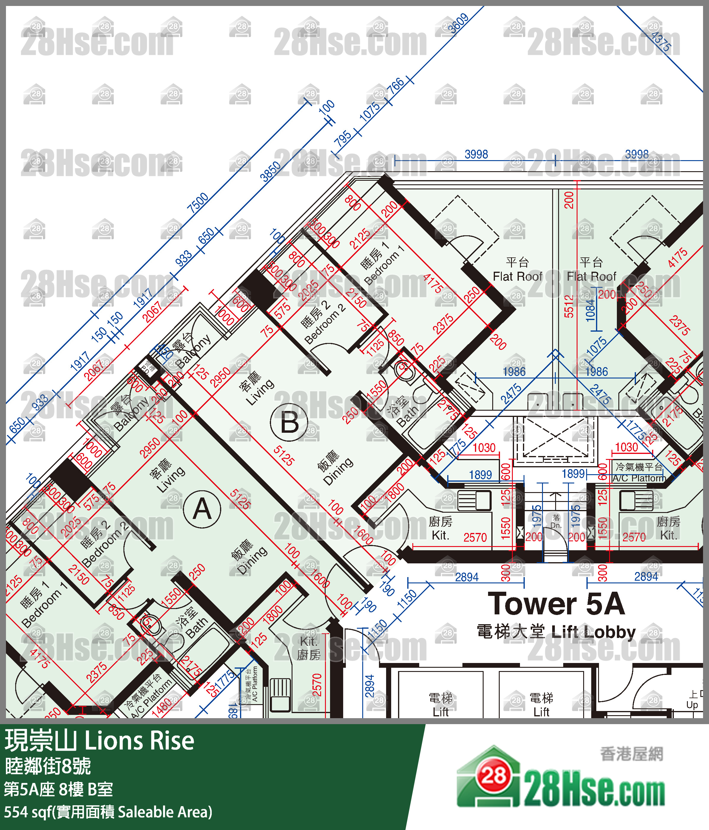 现崇山 第5A座8楼 B室 平面图