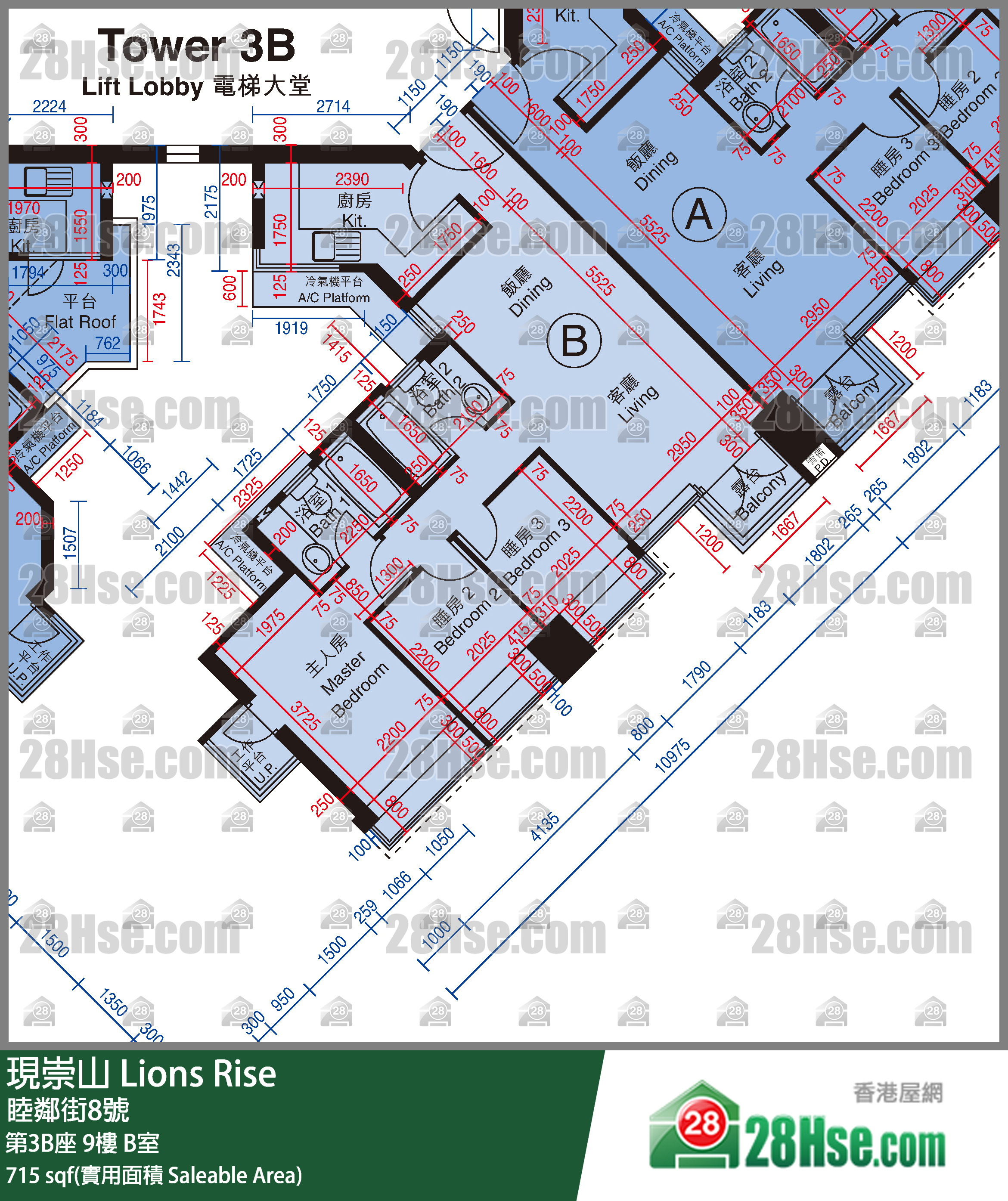 现崇山 第3B座9楼 B室 平面图