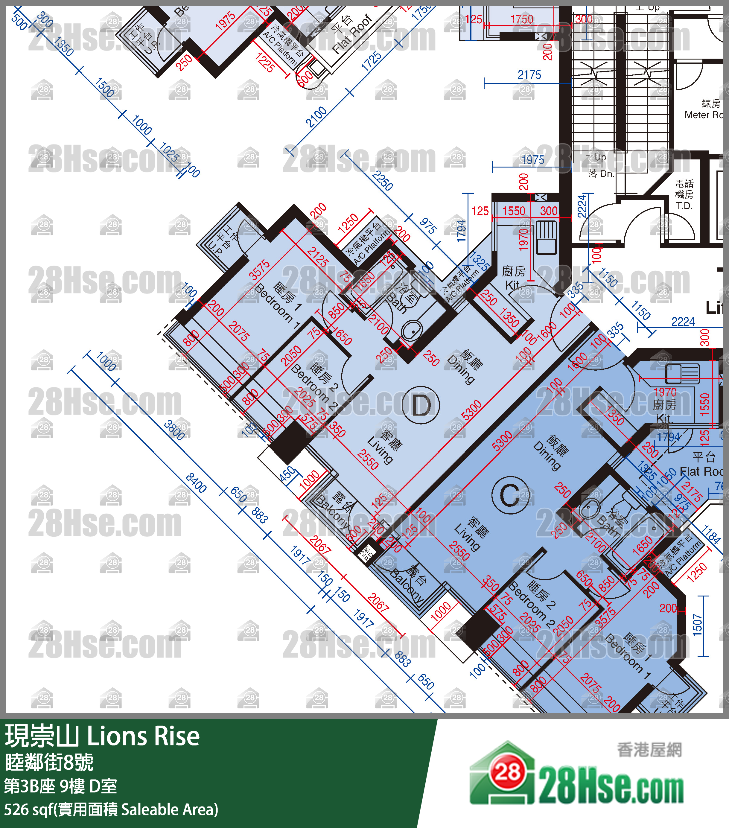 现崇山 第3B座9楼 D室 平面图