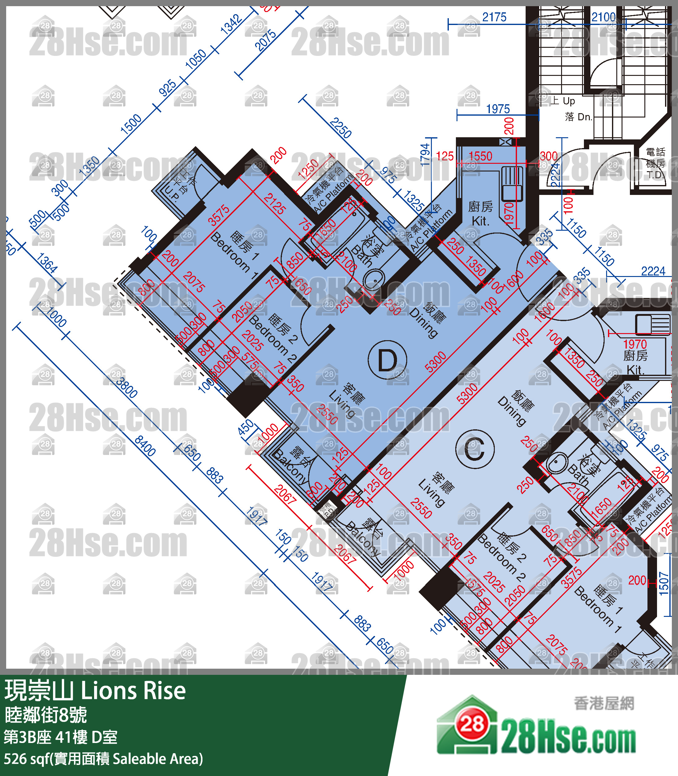 现崇山 第3B座41楼 D室 平面图