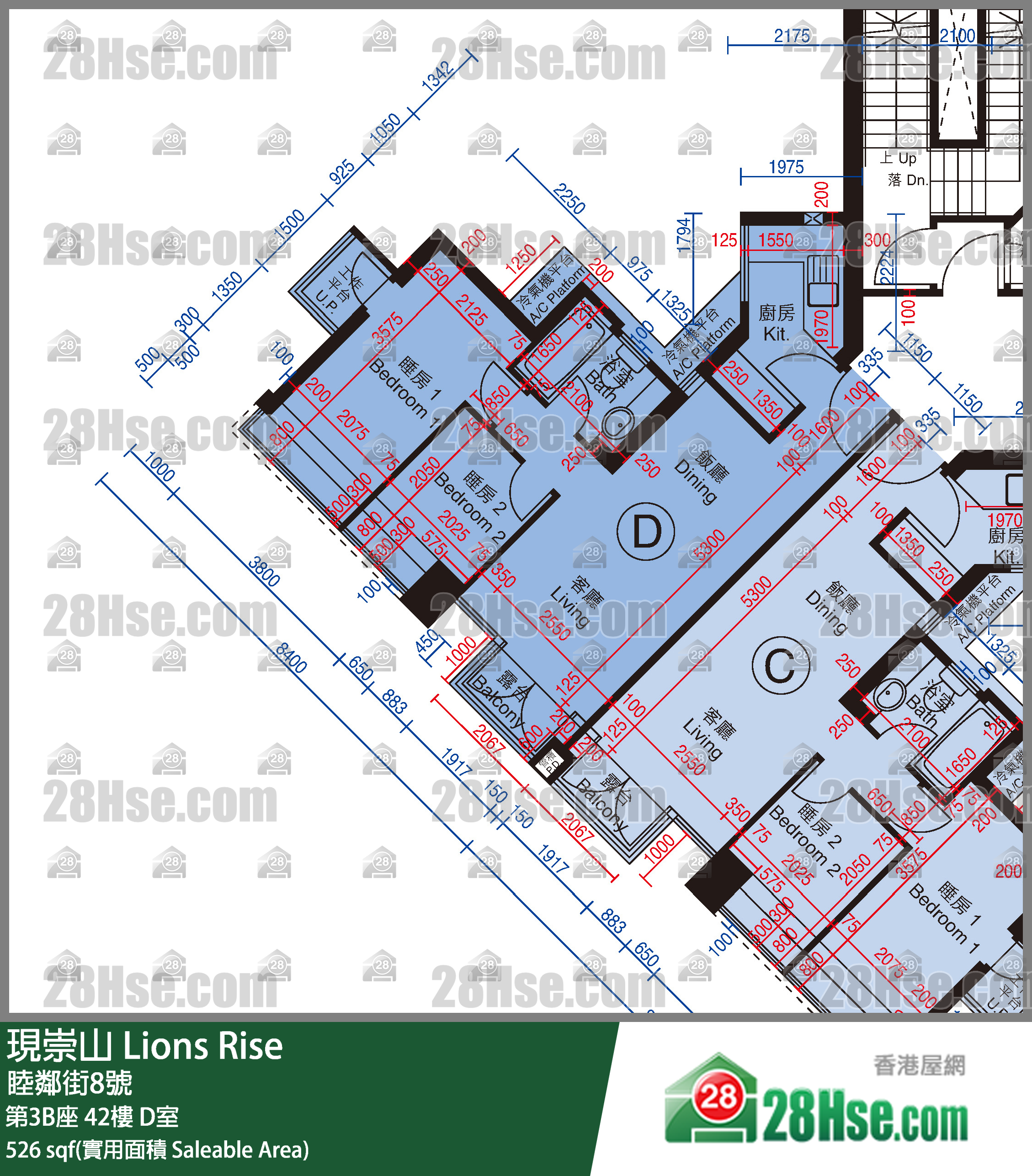 现崇山 第3B座42楼 D室 平面图