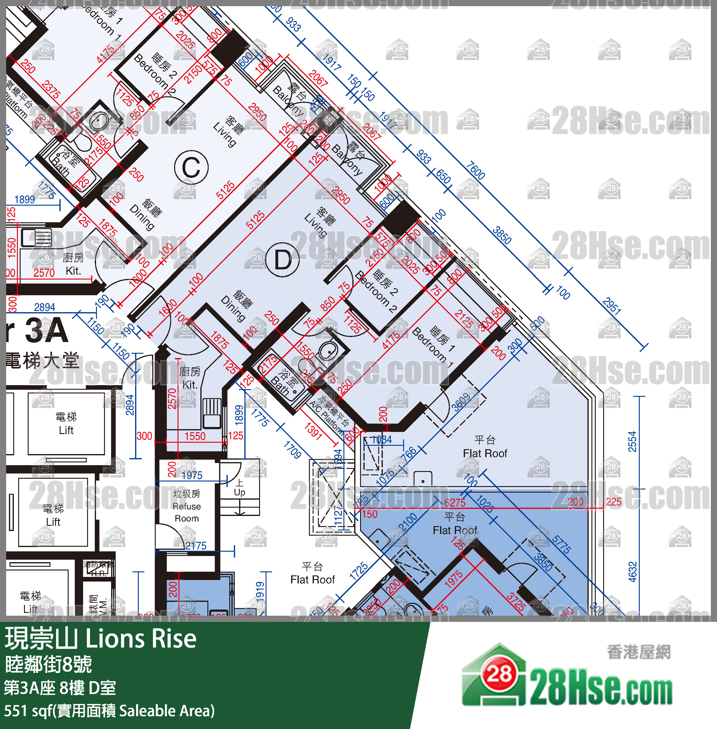 现崇山 第3A座 8楼 D室 平面图