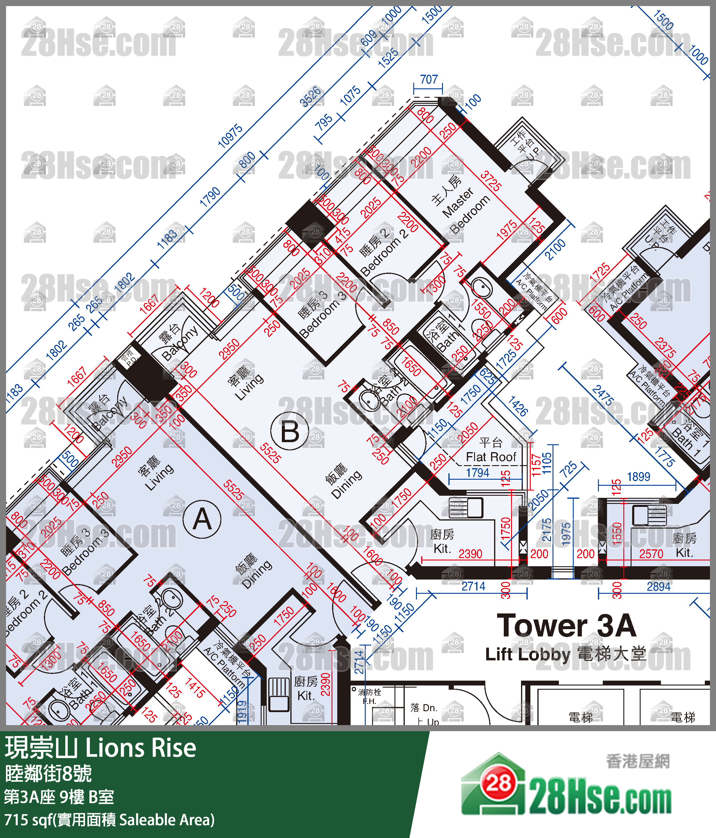 现崇山 第3A座9楼 B室 平面图