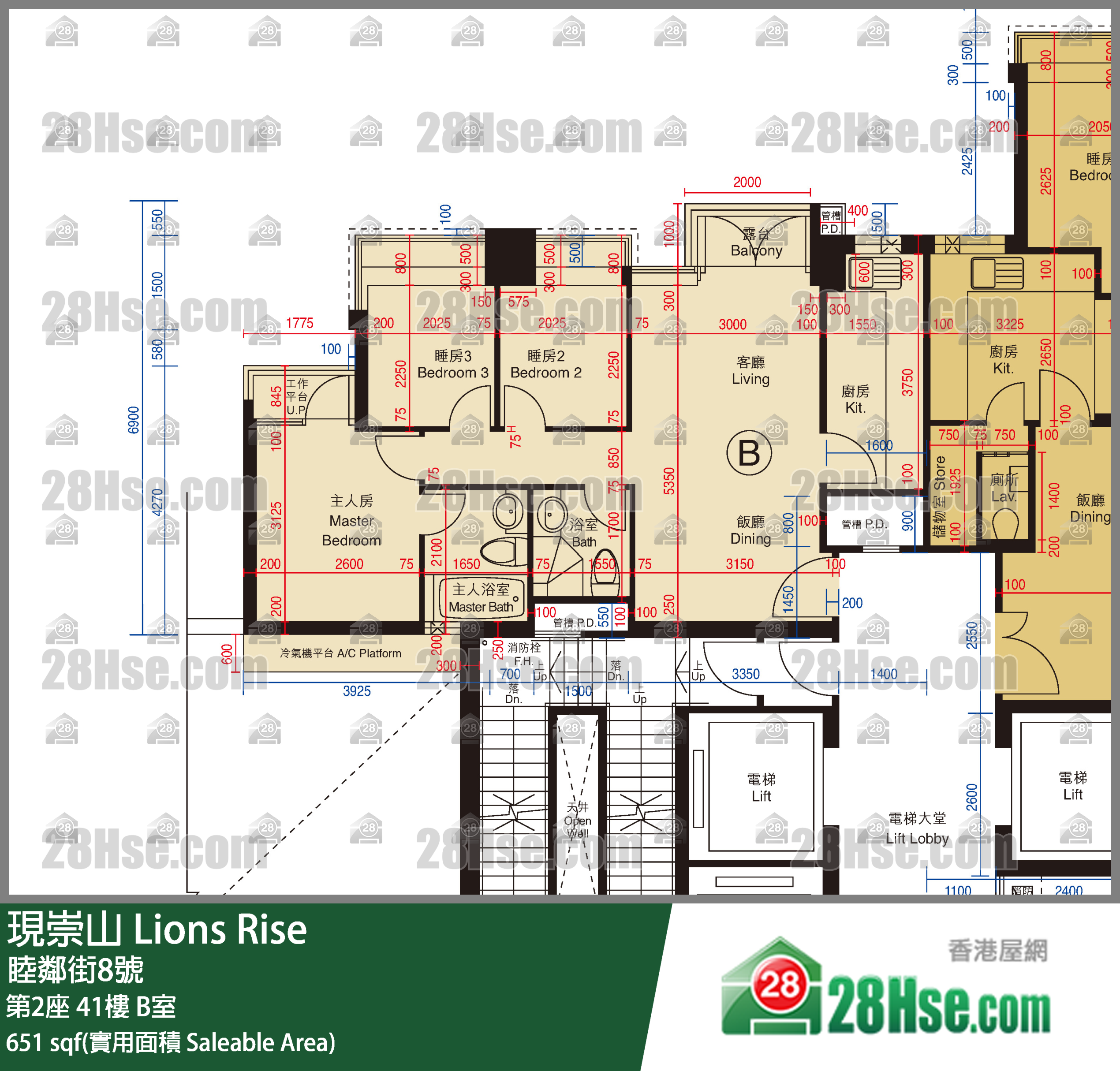 现崇山 第2座41楼 B室 平面图