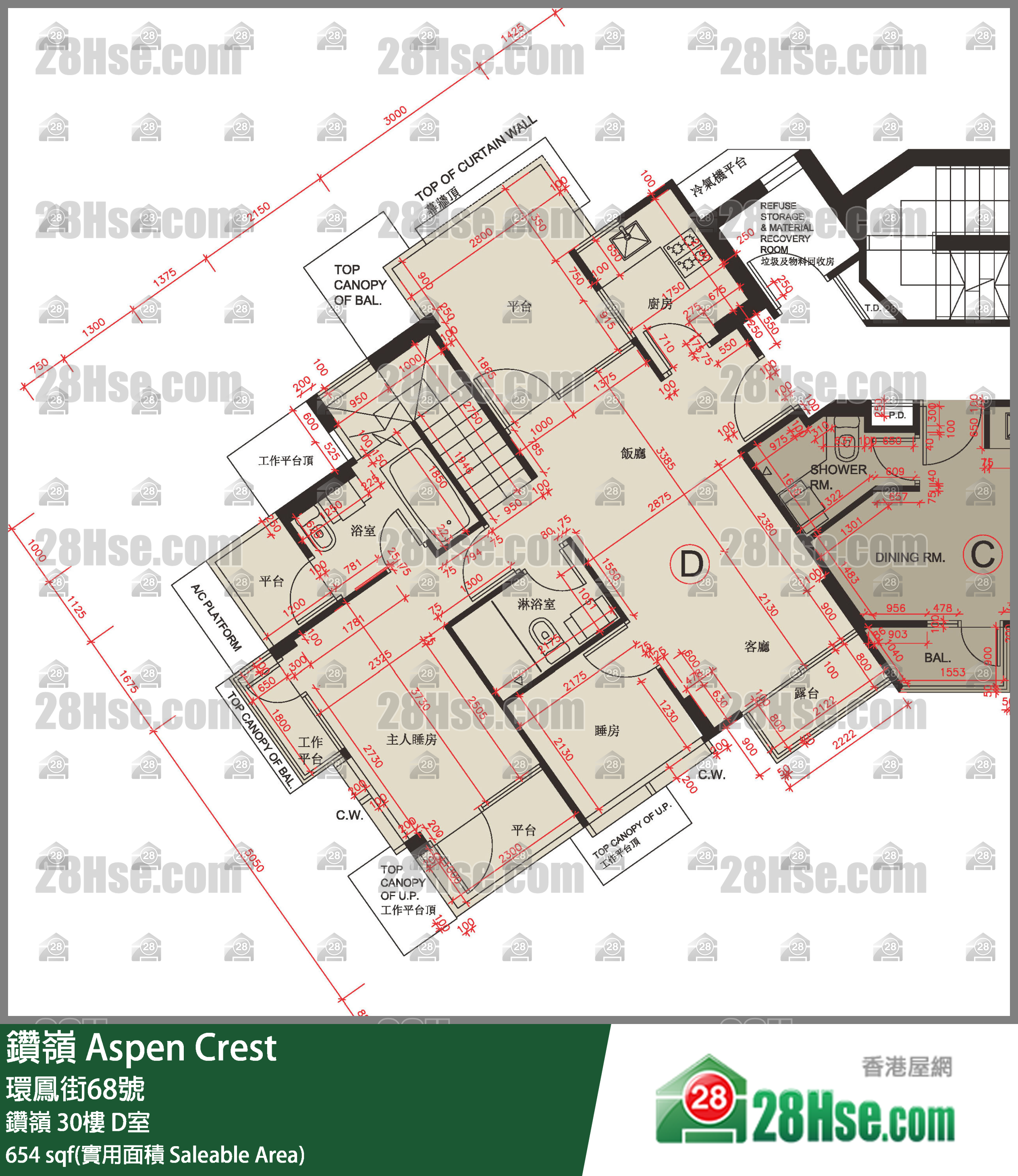 钻岭 钻岭30楼 D室 平面图