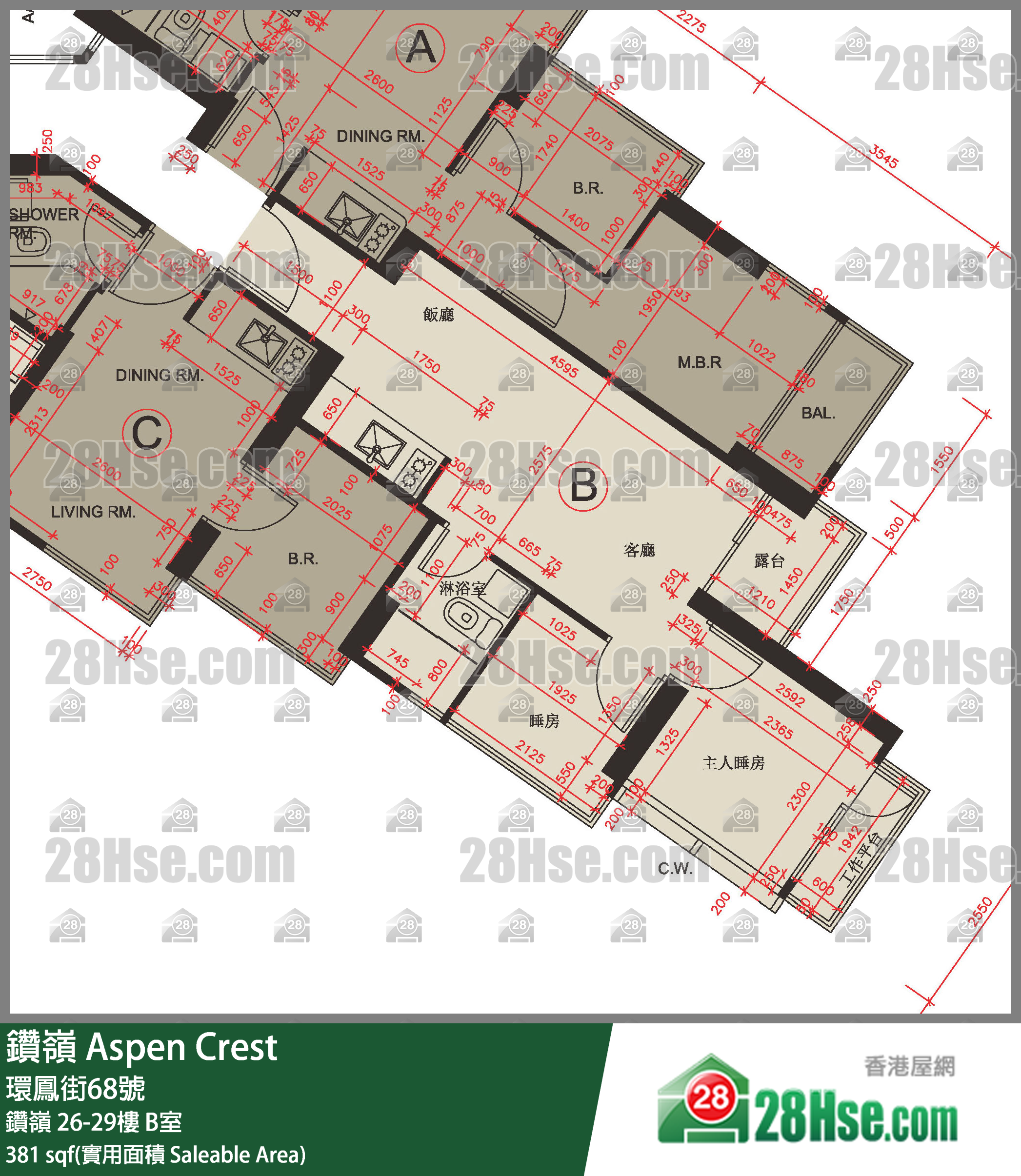 钻岭 钻岭 27楼 B室 平面图