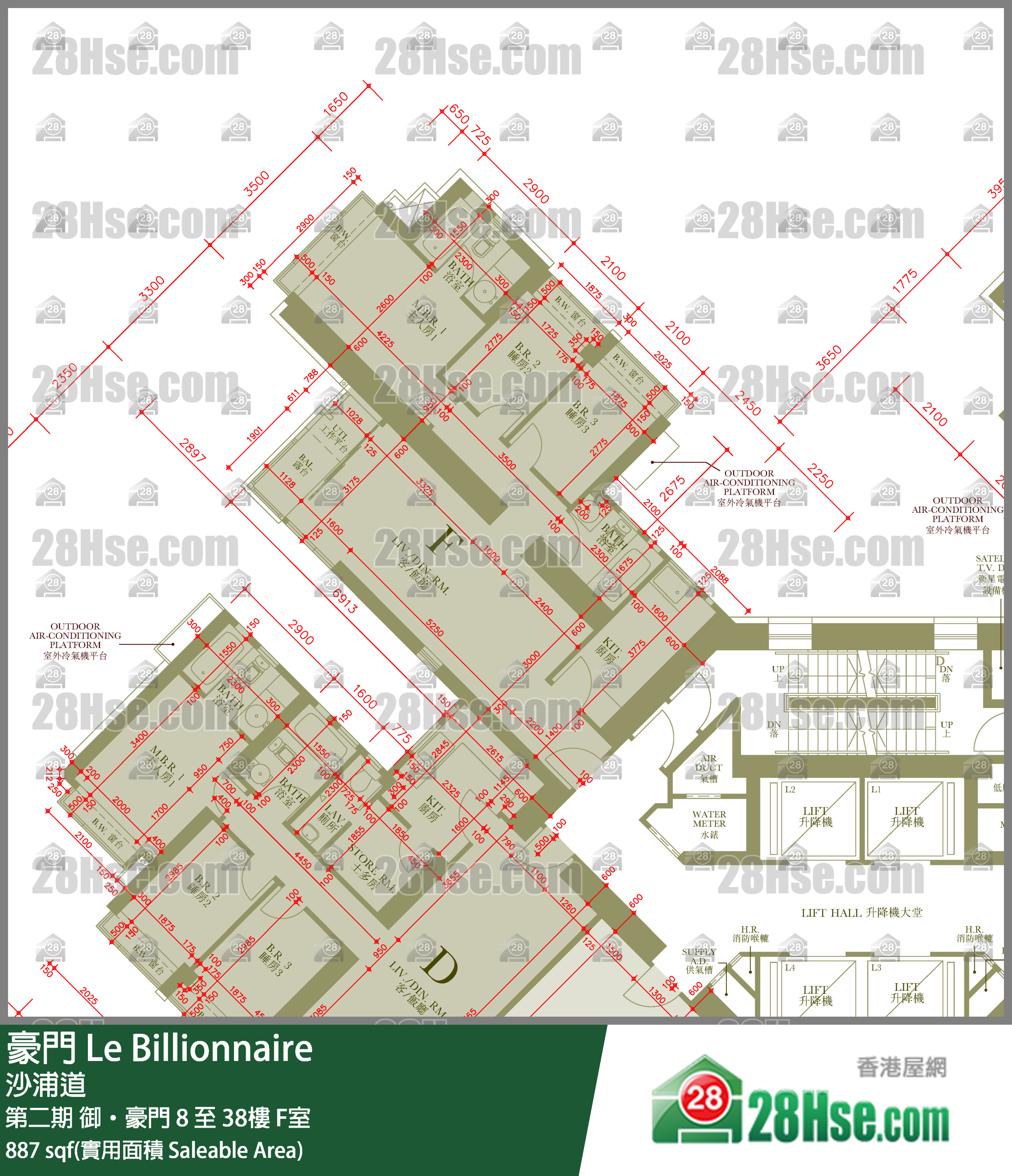 豪門 單位平面圖(由 28Hse 提供)