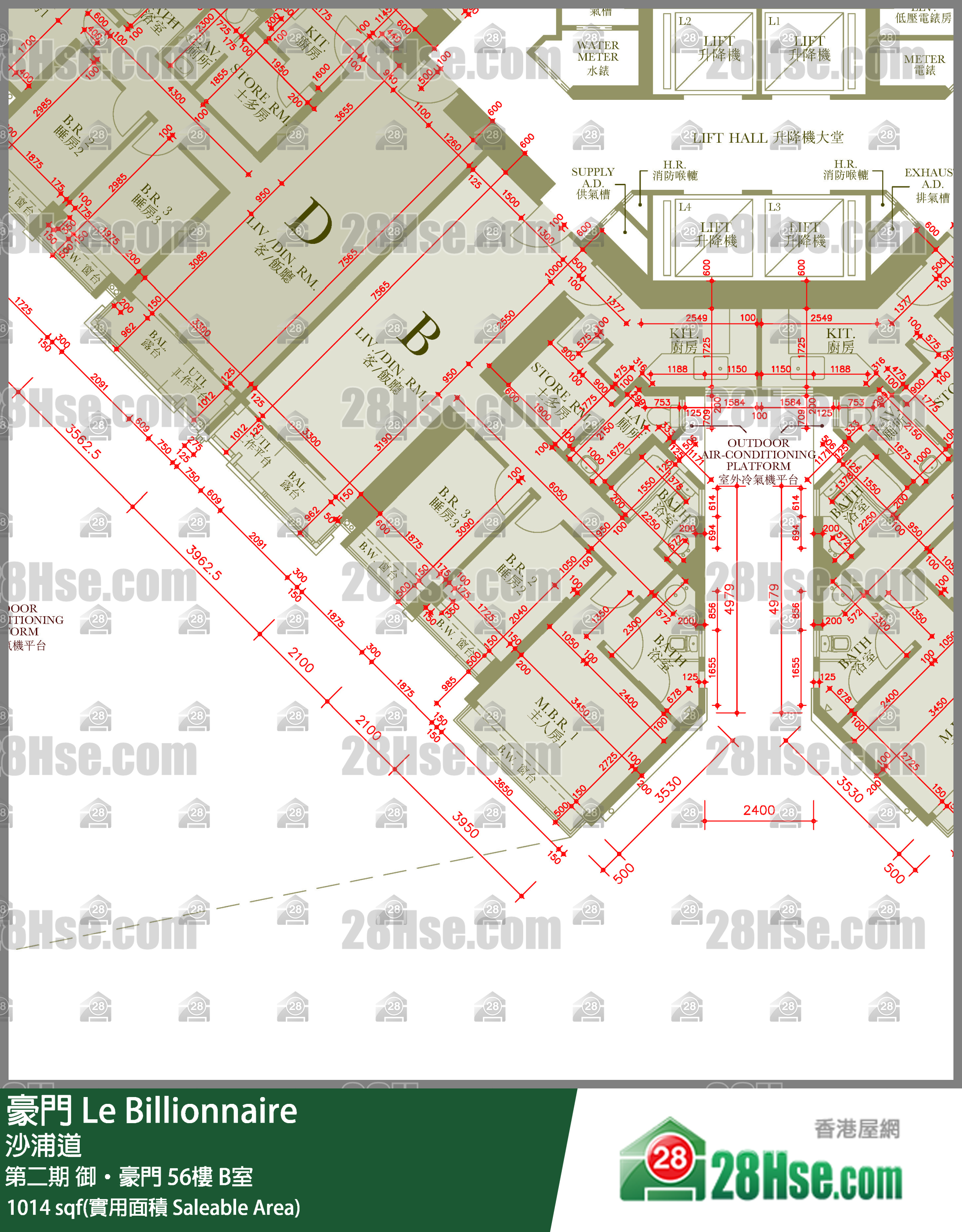 豪門 第二期御‧豪門56樓 B室 平面圖