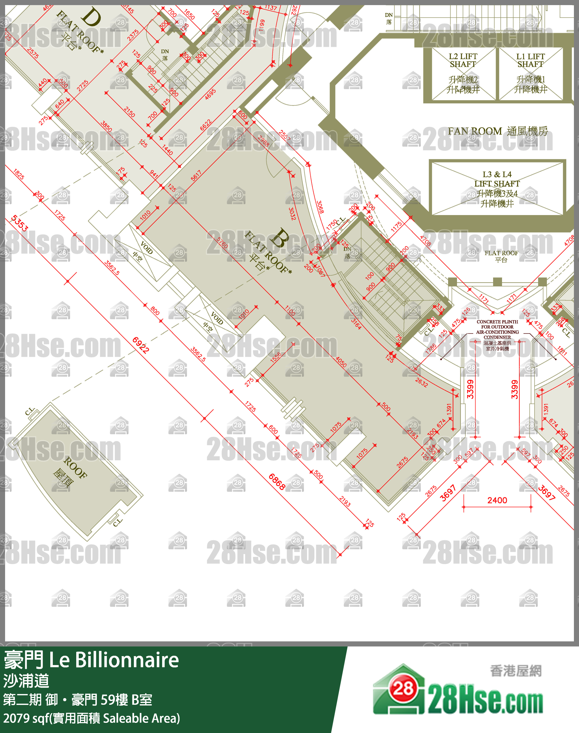 豪門 第二期御‧豪門60 B室 平面圖