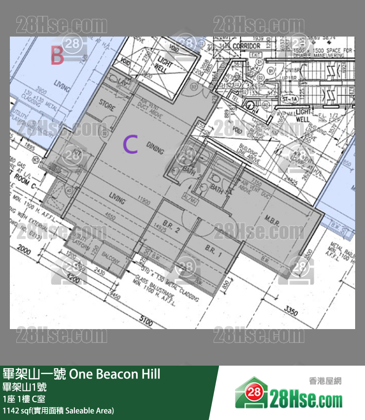 畢架山一號 1座1樓 C室 平面圖