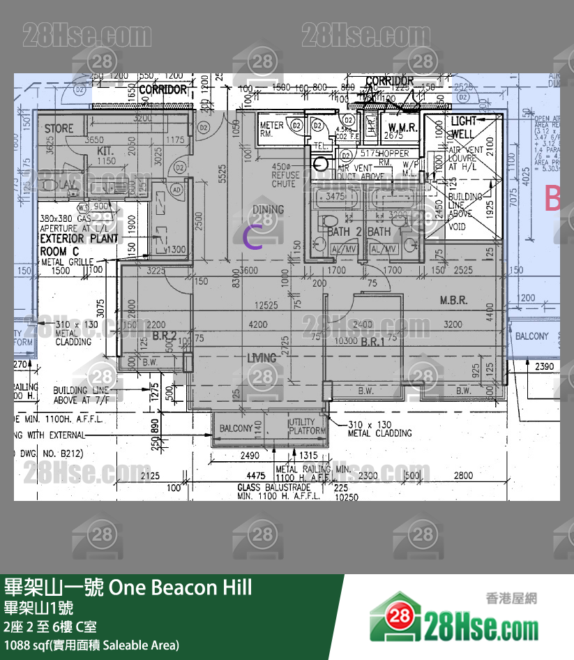 畢架山一號 2座3樓 C室 平面圖