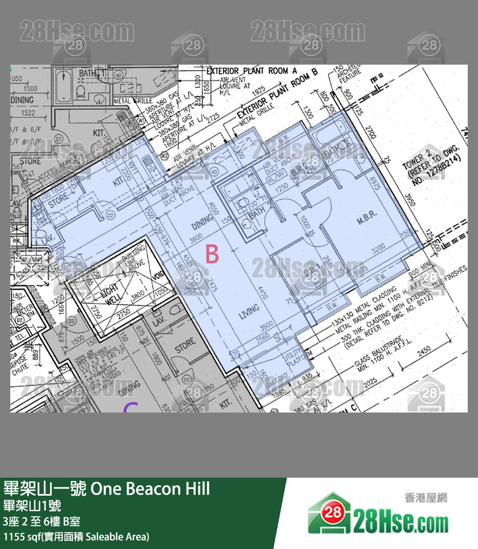 畢架山一號 3座 5樓 B室 平面圖