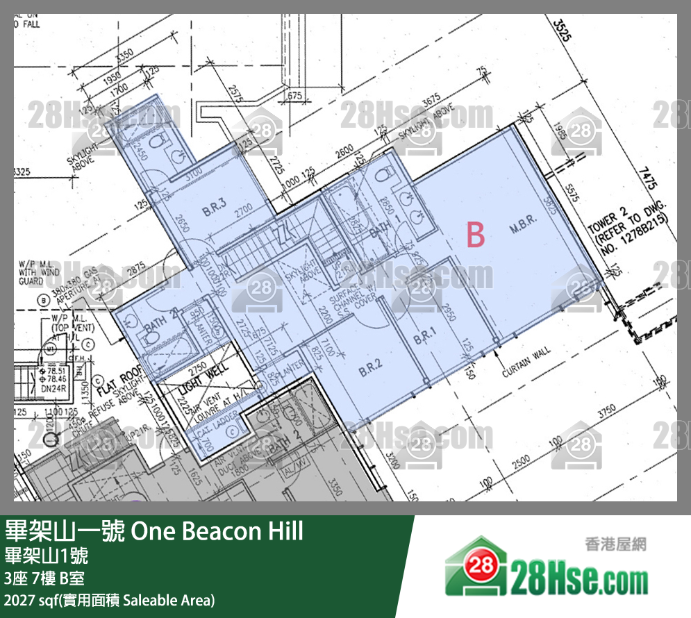 畢架山一號 3座7樓 B室 平面圖