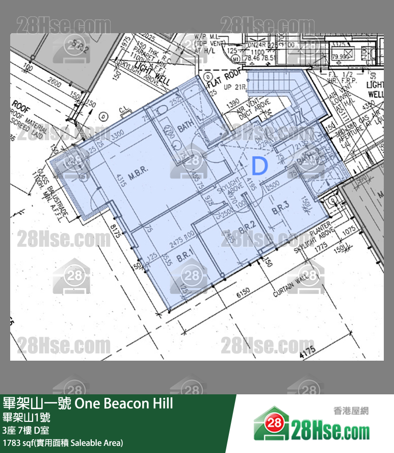 畢架山一號 3座7樓 D室 平面圖