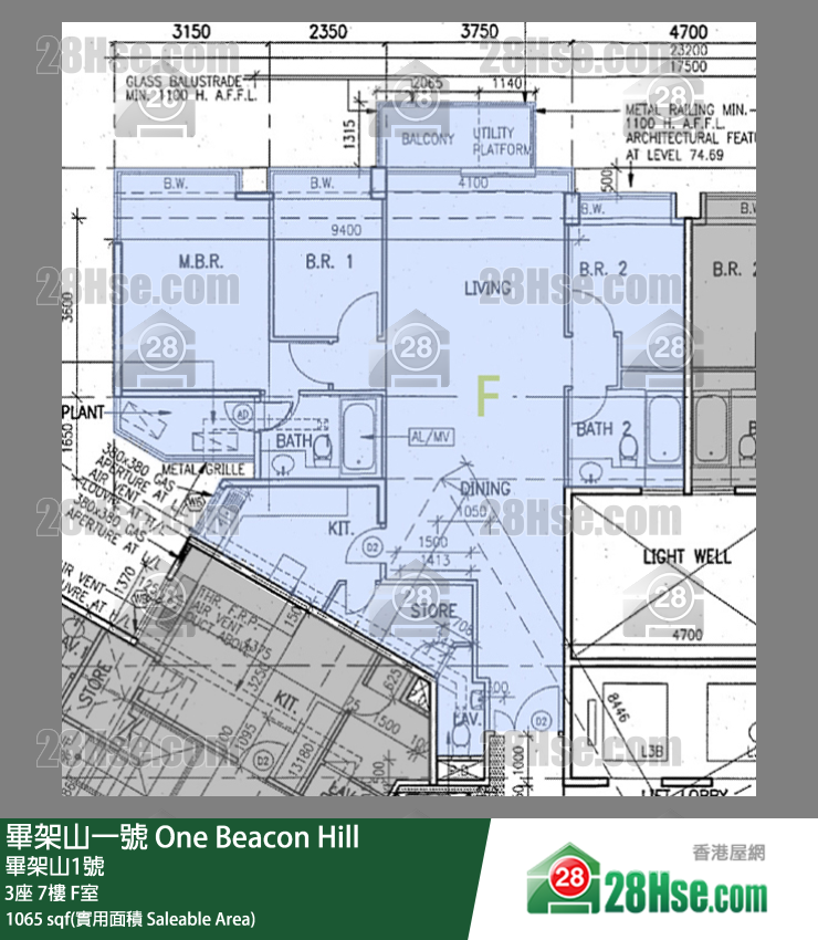 毕架山一号 3座7楼 F室 平面图