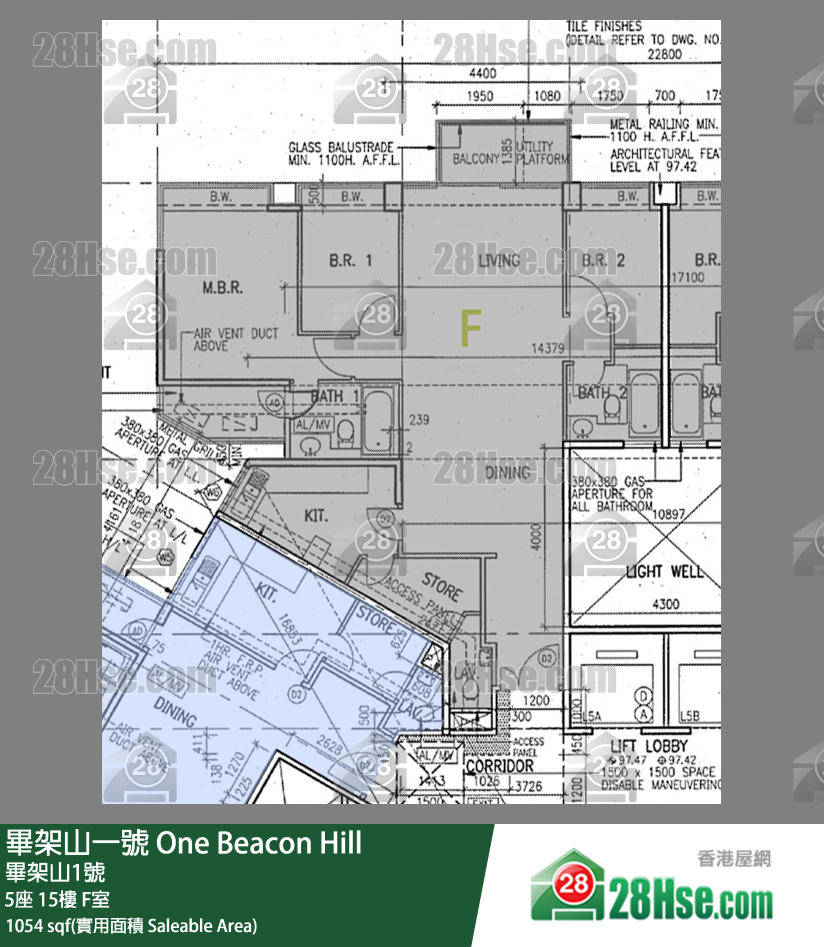 畢架山一號 5座15樓 F室 平面圖