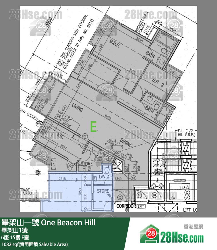 毕架山一号 6座 15楼 E室 平面图