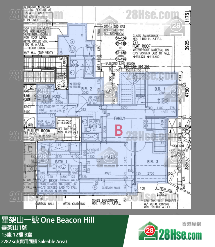 畢架山一號 15座 12樓 B室 平面圖