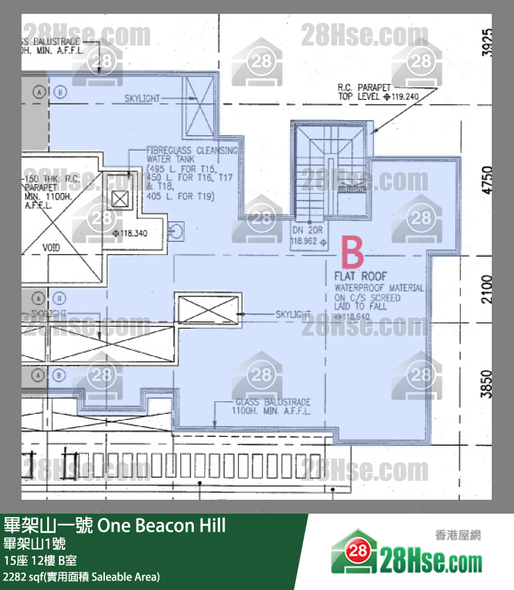 畢架山一號 15座 12樓 B室 平面圖
