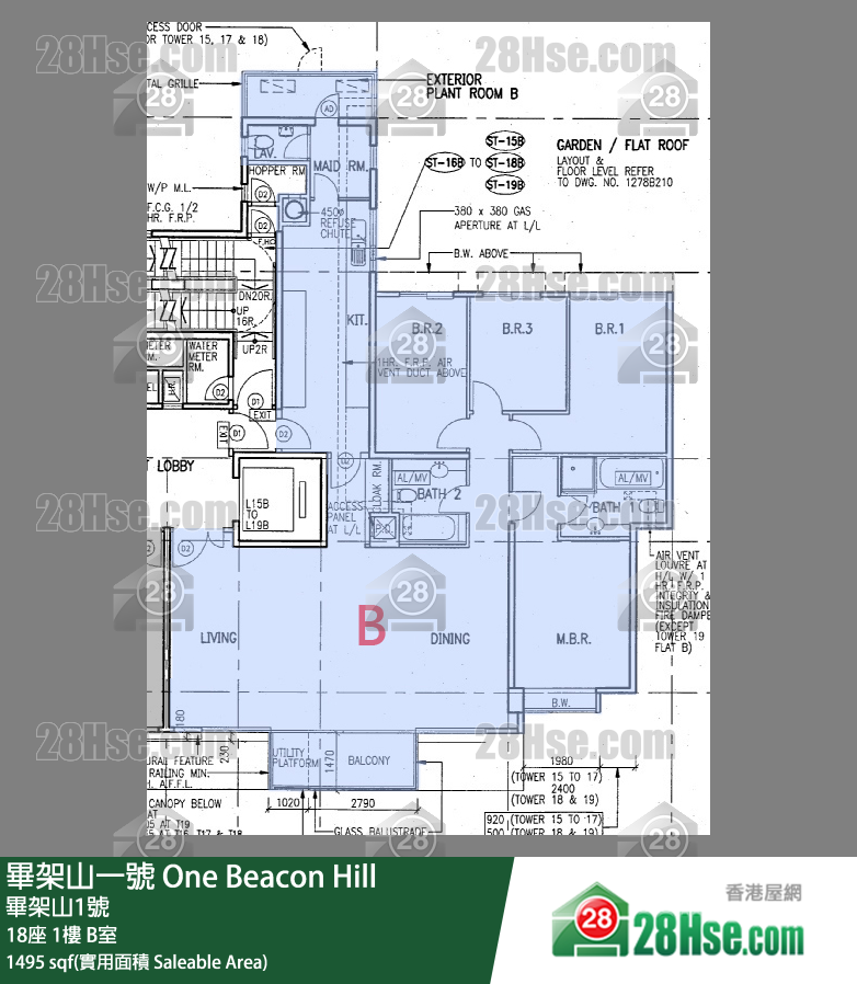 畢架山一號 18座1樓 B室 平面圖