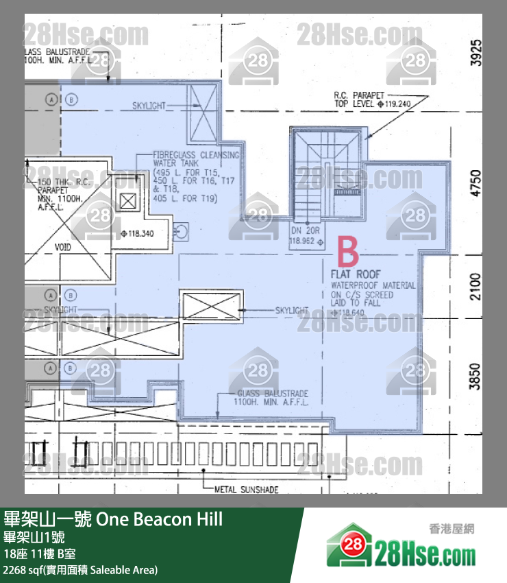畢架山一號 18座 11樓 B室 平面圖