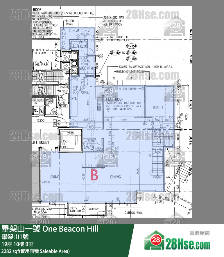 畢架山一號 19座 10樓 B室 平面圖