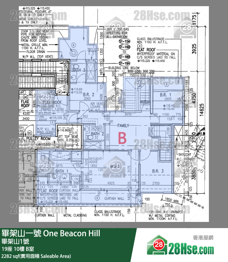 畢架山一號 19座 10樓 B室 平面圖