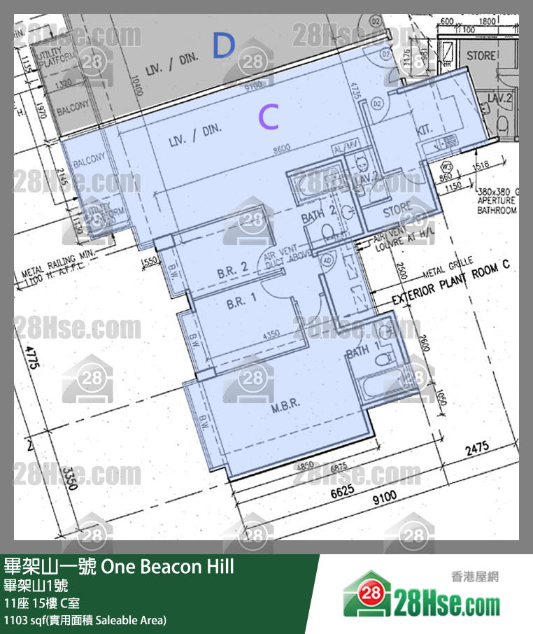 毕架山一号 11座15楼 C室 平面图