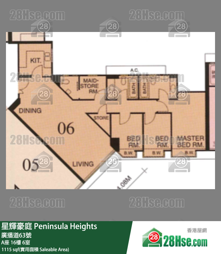 星辉豪庭 A座16楼 6室 平面图