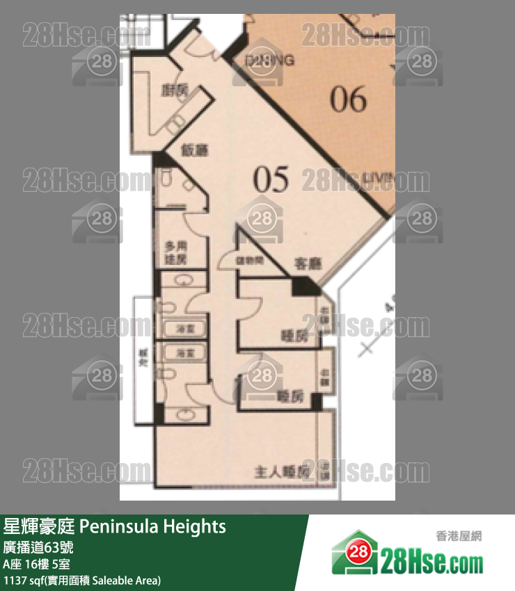 星辉豪庭 A座16楼 5室 平面图
