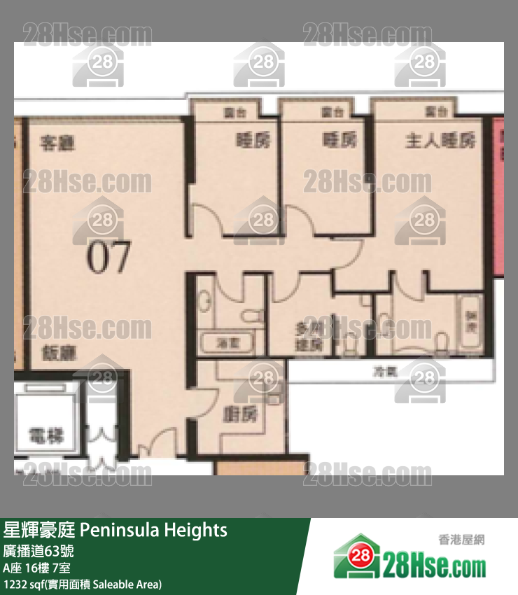 星辉豪庭 A座16楼 7室 平面图