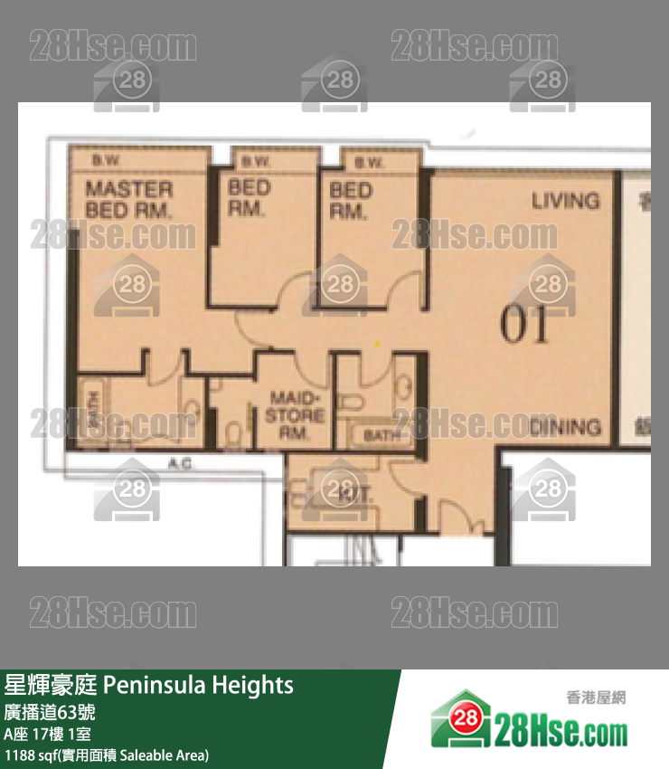 星辉豪庭 A座17楼 1室 平面图