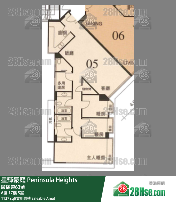 星辉豪庭 A座17楼 5室 平面图