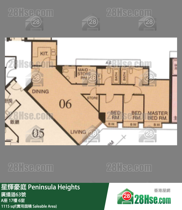 星辉豪庭 A座17楼 6室 平面图