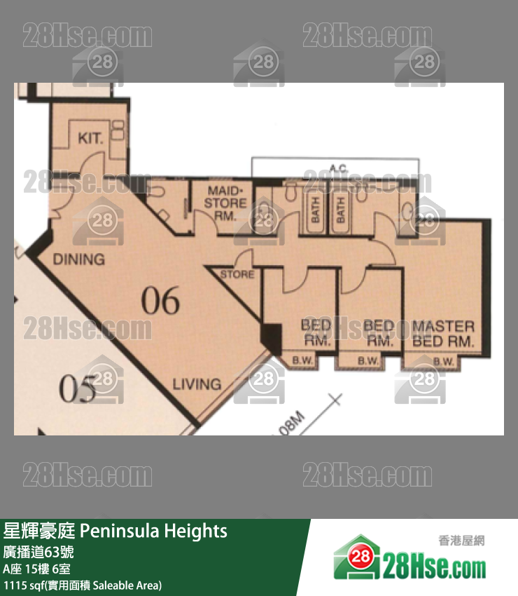 星輝豪庭 A座15樓 6室 平面圖