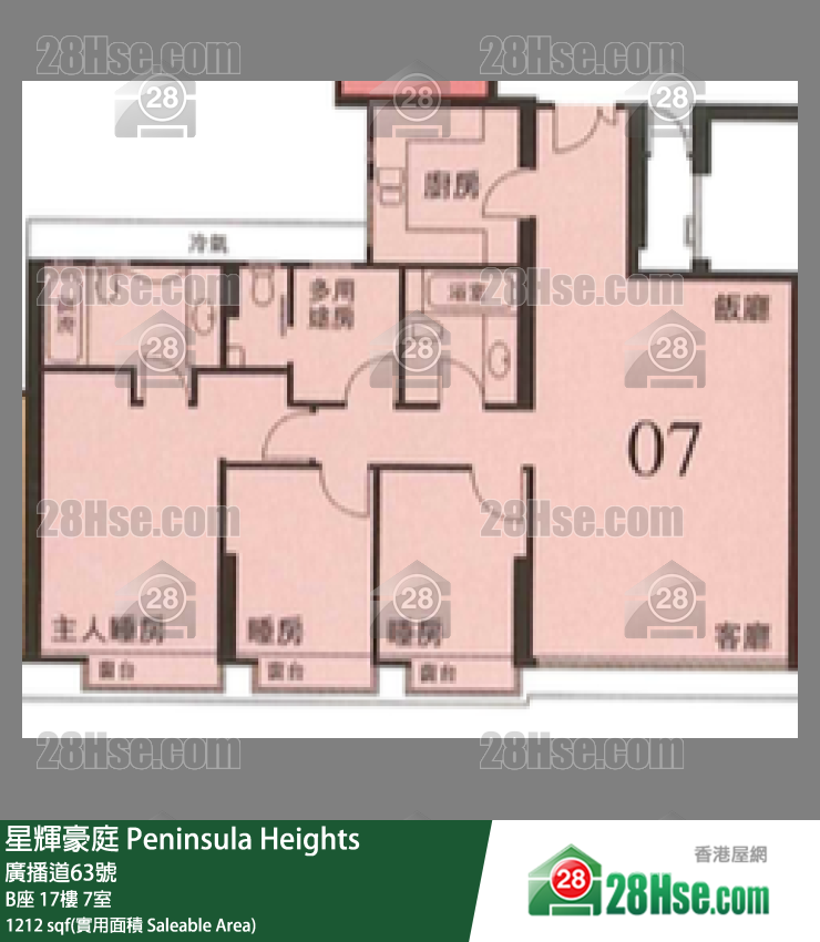 星辉豪庭 B座17楼 7室 平面图