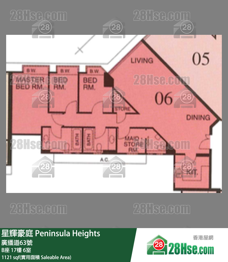 星辉豪庭 B座17楼 6室 平面图