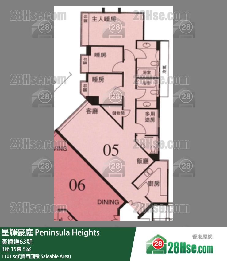 星辉豪庭 B座15楼 5室 平面图