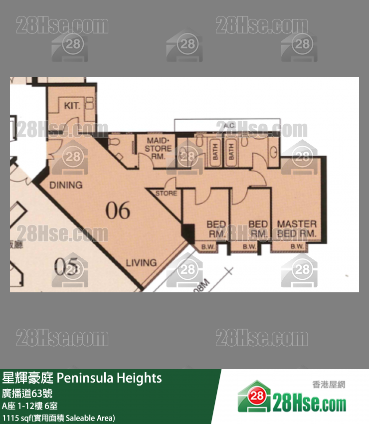 星辉豪庭 A座3楼 6室 平面图